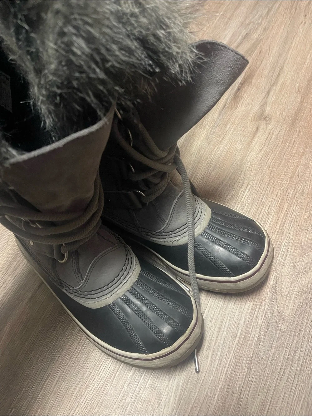 Sorel Joan of Arctic - Quarry, Black Tall Furry Snow Boots